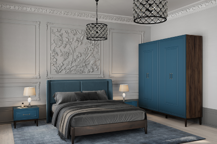 Шкаф 4-х дверный Гориция, Сапфировый 