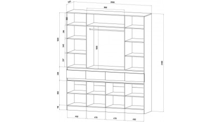 Шкаф 4-х створчатый Ленора, Дуб вотан/Кашемир 